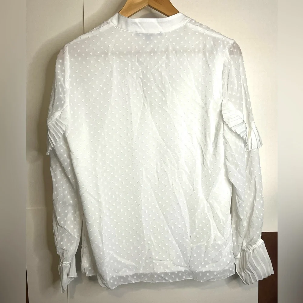 Boston Proper Women’s Size S White Ultra Romantic Frilly Polyester Blouse